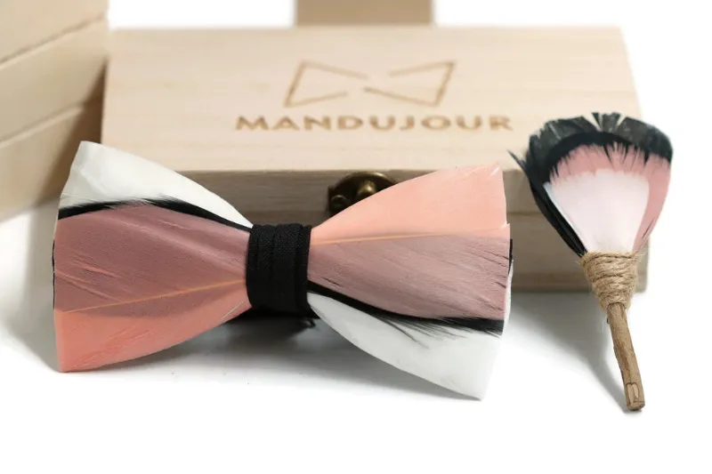 Mandujour feather bow tie