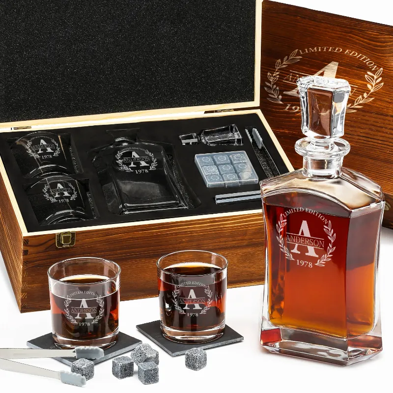 Frolk goody personalized whiskey decanter & glass set