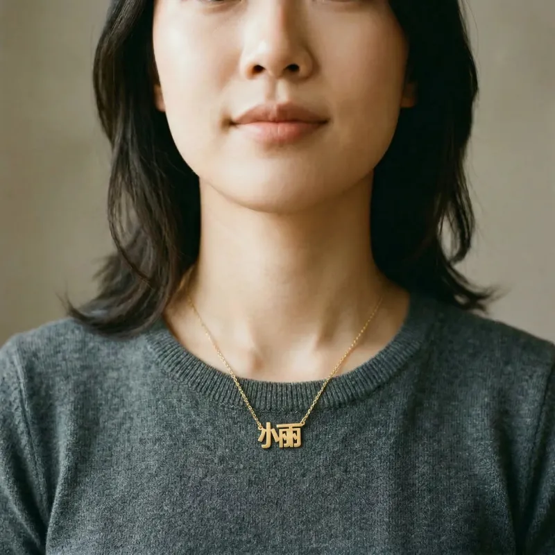 HBD necklace featuring a Chinese character pendant