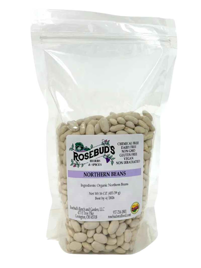 Rosebud's Real Food great northern beans in a bag