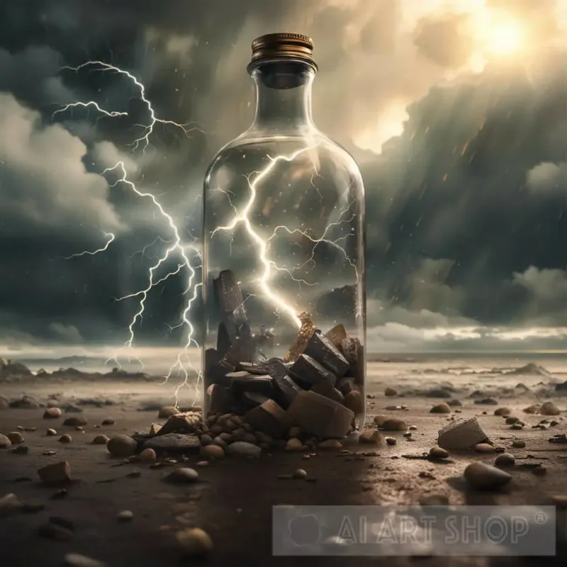 AI Art Shop lightning in a bottle art print