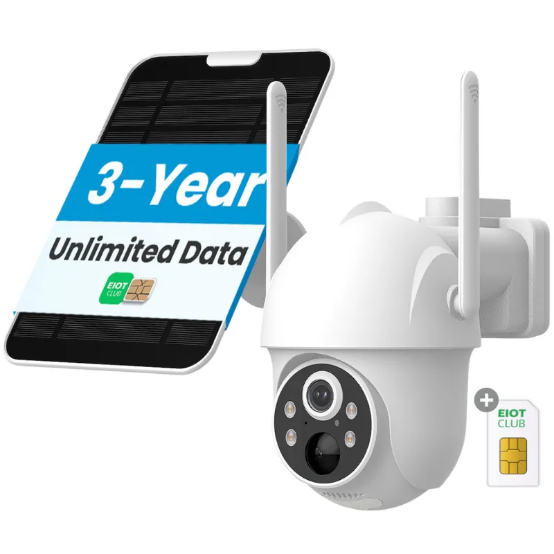 EIOTMART cellular security camera installed outdoors for wireless surveillance