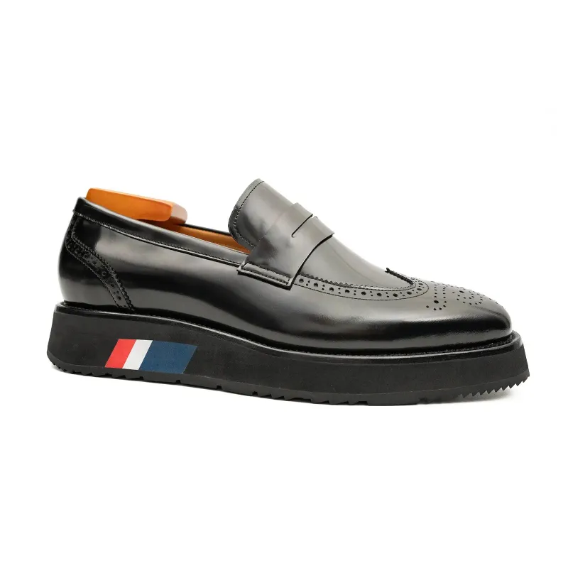 TLW Shoes leather black men's loafers