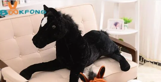 Peluche Kingdom black horse stuffed animal with dark coat and mane