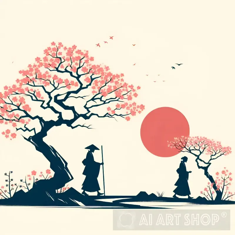 AI Art Shop sakura tree art print