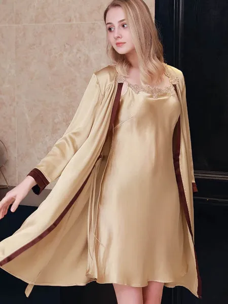 SILKSER silk nightgown and robe set apparel