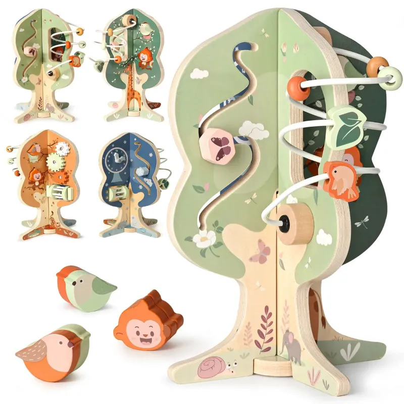 Joyreal Toys wooden activity cube — baby and toddler play cube