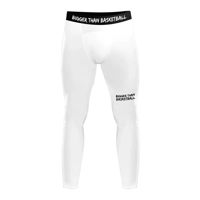 White full-length compression pants