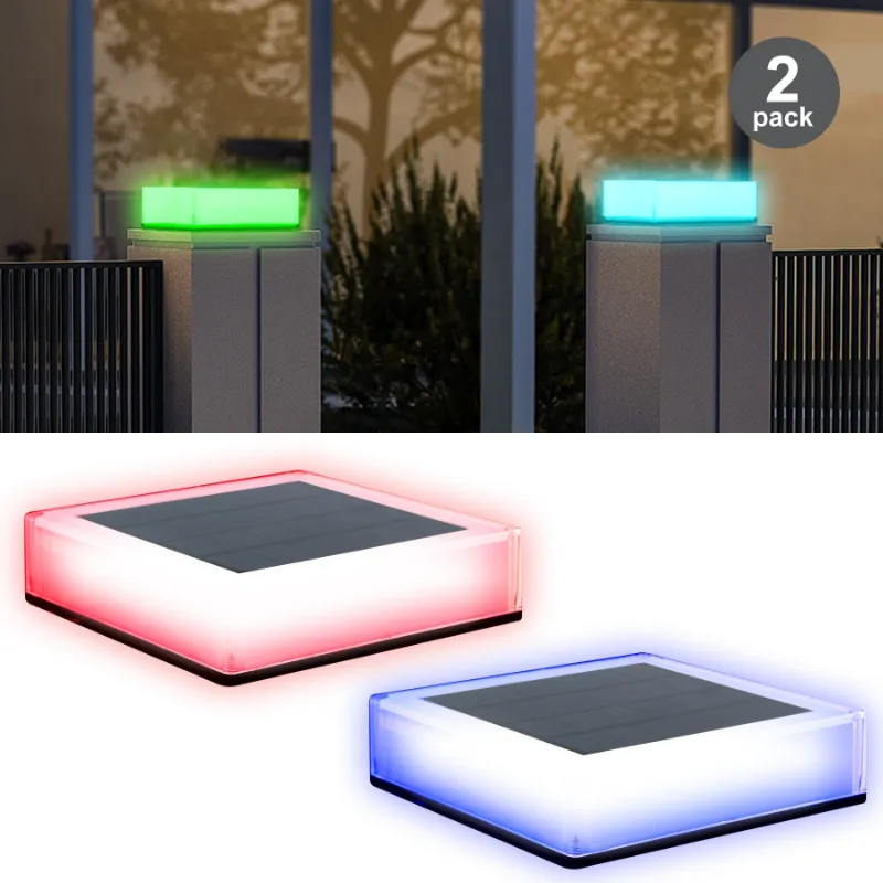 T SUN Lighting solar post cap lights mounted on wooden fence posts