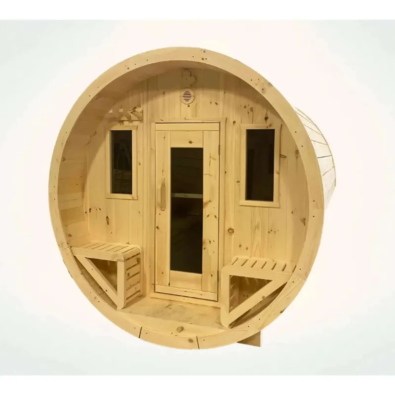 Amplify Your Home outdoor barrel sauna for backyard wellness
