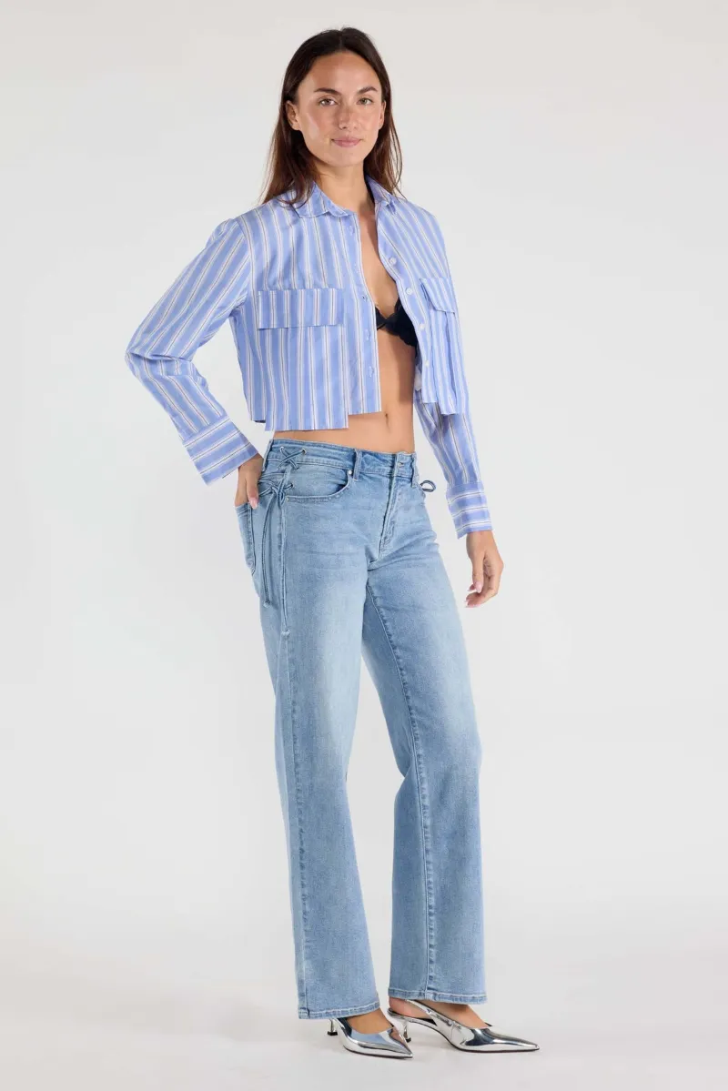 Enjean lace up jeans with lacing detail