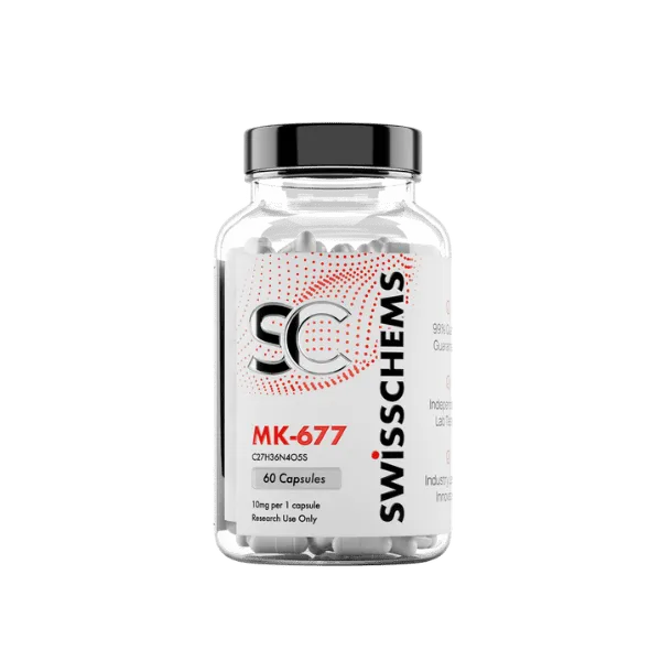 SwissChems mk 677 SARM oral compound in product packaging