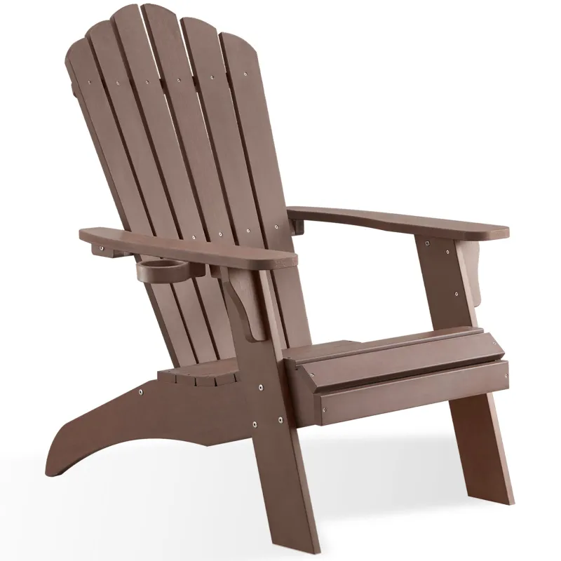 Psilvam stained adirondack chairs with wood finish