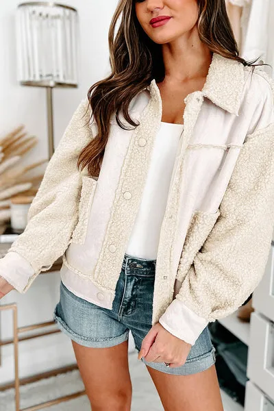 ALELLY suede sherpa jacket with soft faux fur lining and warm winter style
