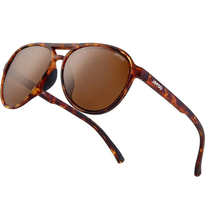 JEFOO tortoise aviator sunglasses with patterned frames