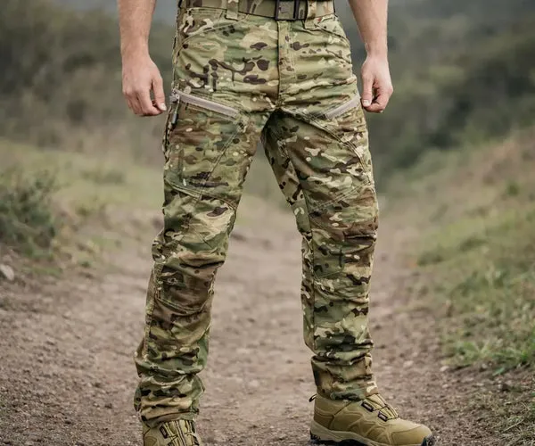 Falour multicam trousers featuring multi-terrain camouflage pattern for tactical wear