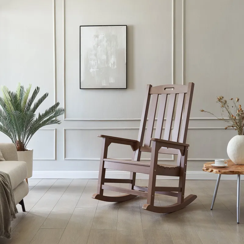 Psilvam whitewashed rocking chair with rustic finish