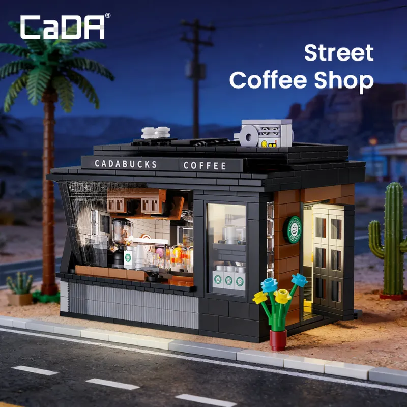 CaDA Bricks street coffee shop building set