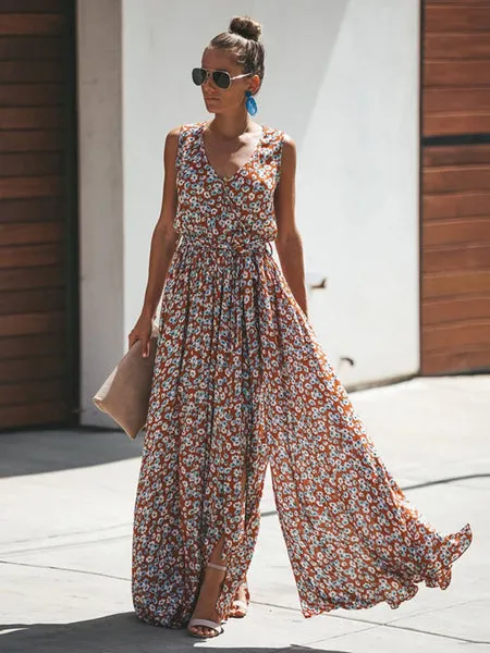 Jolly Vintage boho floral v-neck maxi sundress maxi sundress