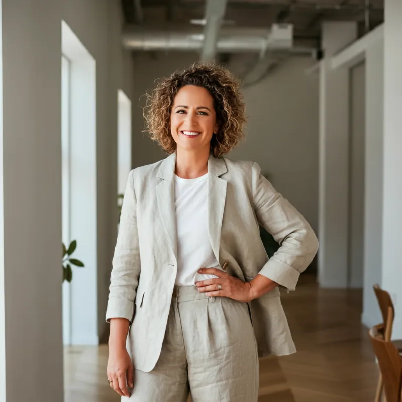 OrganoLinen white linen pantsuit women
