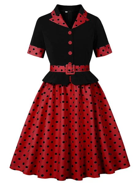 Jolly Vintage red top with black polka dots polka dot top