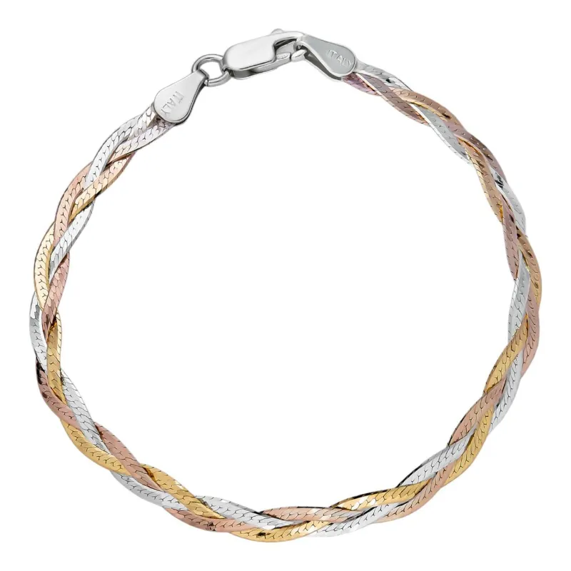 Harlembling two-tone braided rose gold bracelet