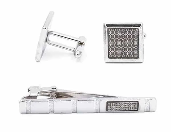 Mandujour cufflink tie clip set