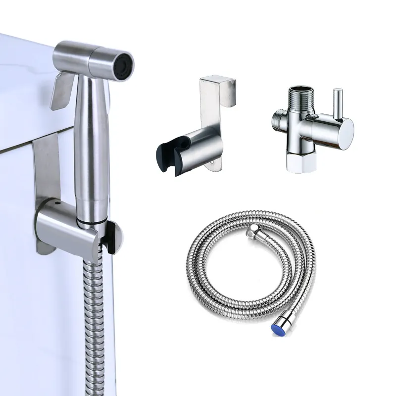 Bazyths bidet sprayer attached near a toilet for personal cleaning
