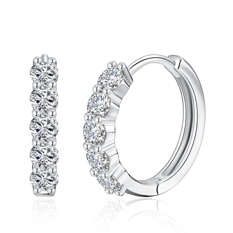 Imolove moissanite hoop earrings featuring sparkling moissanite stones along the hoop design