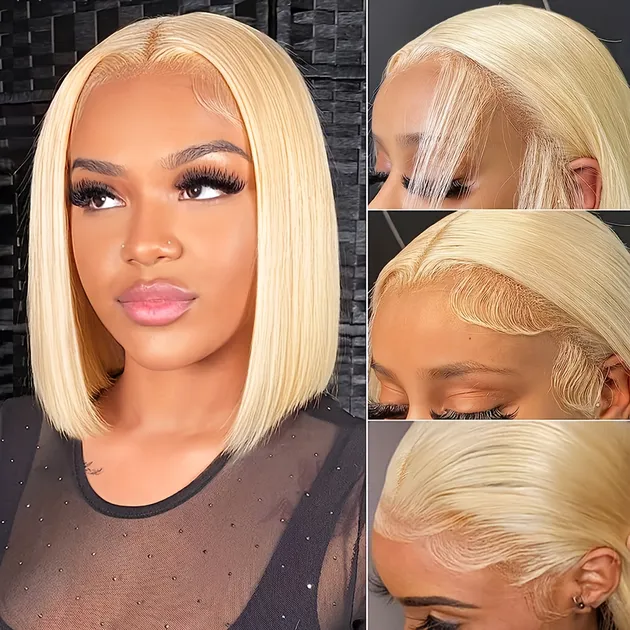 Ashimary Hair wigs blonde bob with sleek cut