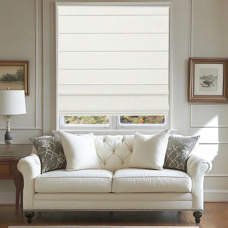 Bringnox motorized roman shades with fabric folds