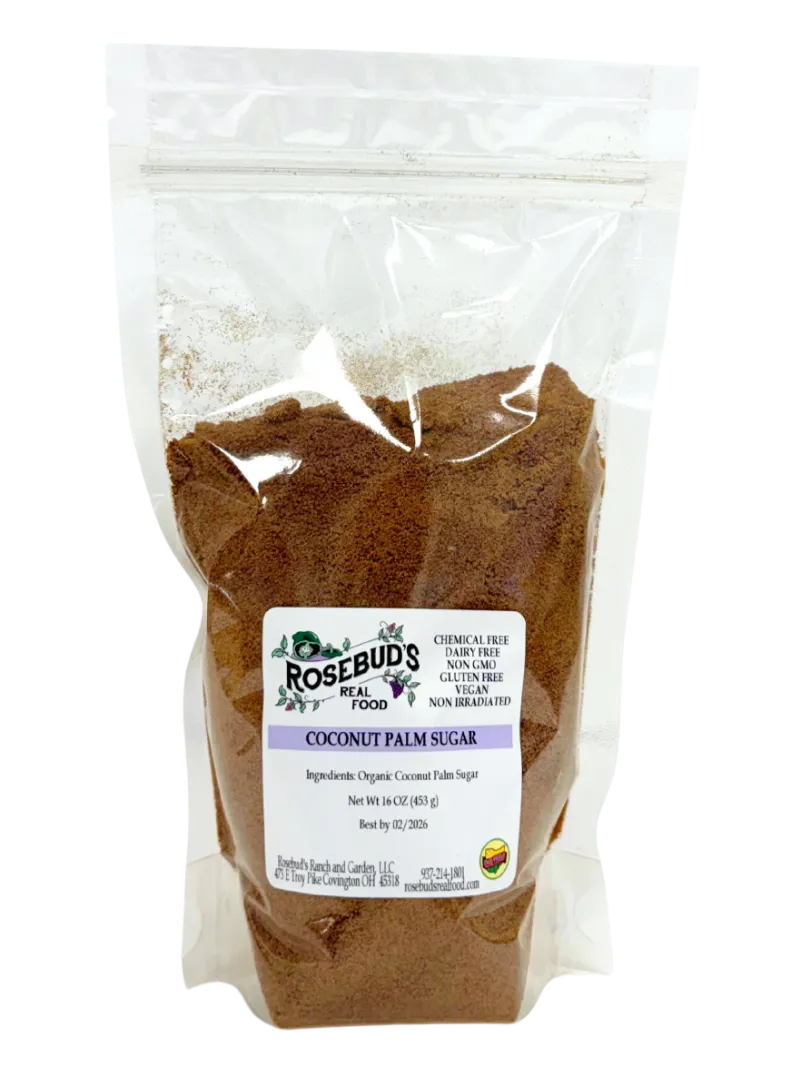Rosebud's Real Food palm sugar coconut in a bag