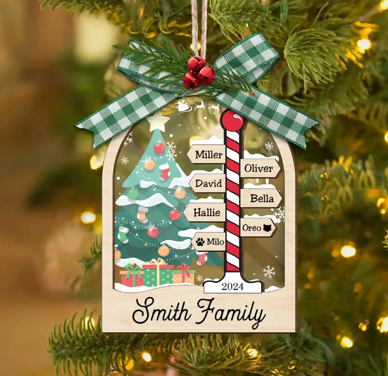 CustomFam personalized family christmas ornaments with custom details