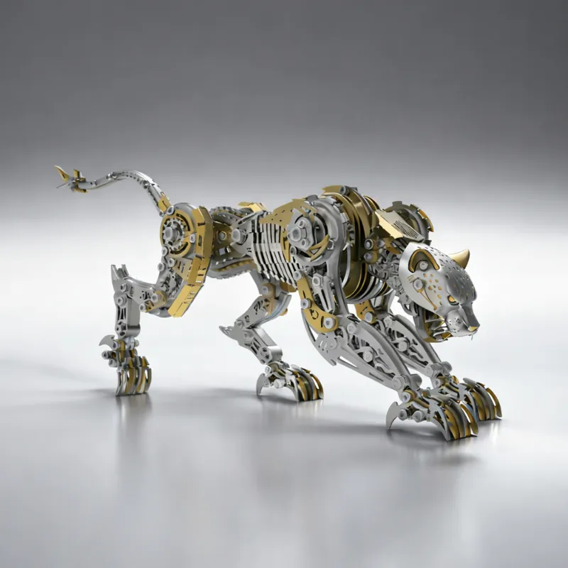 Metalkitor metallic panther sculpture