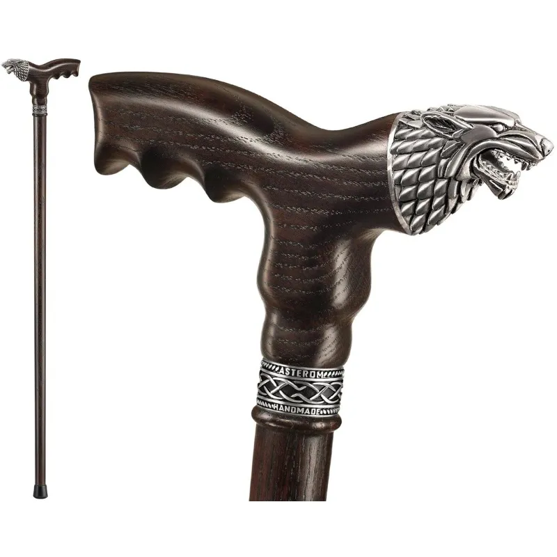 Stick Your Cane wolf wooden walking cane with wolf design