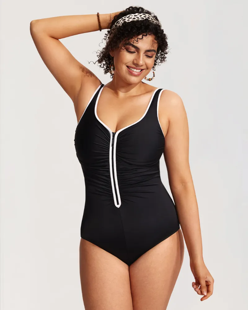 Essenther Global one piece zipper bathing suit