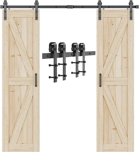 Signstek double barn door hardware for dual doors