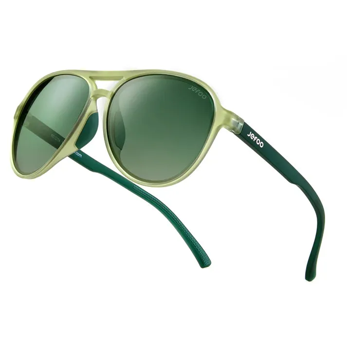 JEFOO green aviator sunglasses with metal frames
