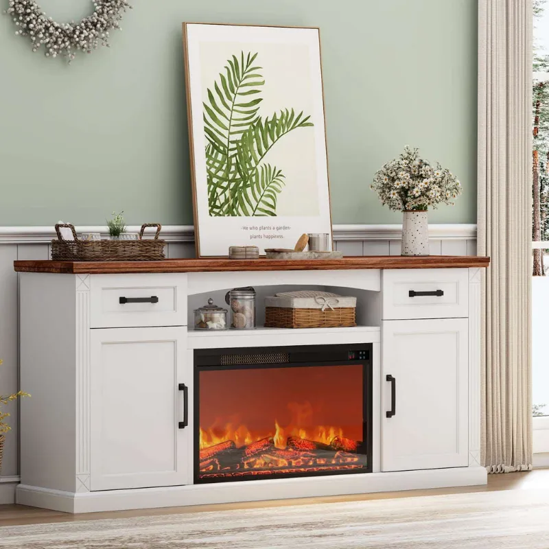 Flycity corner tv stand with fireplace
