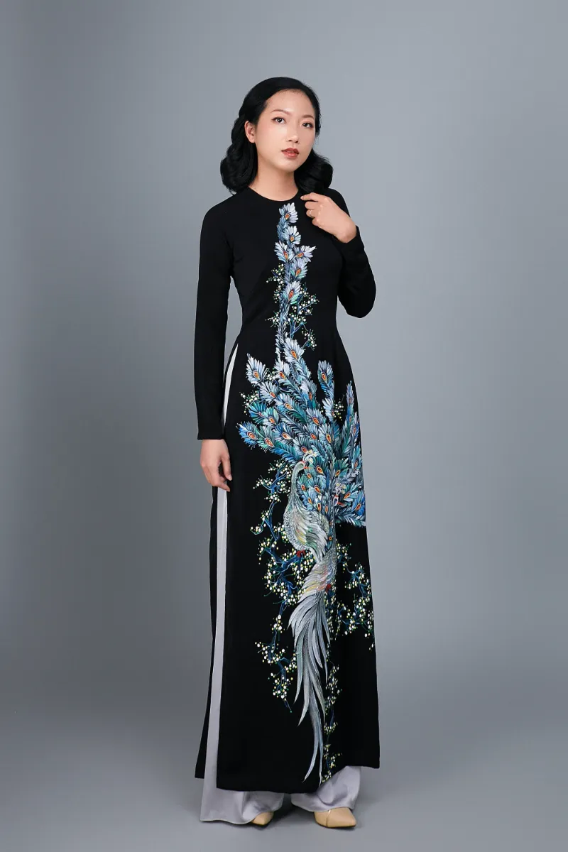 Marknvy black ao dai Vietnamese traditional dress