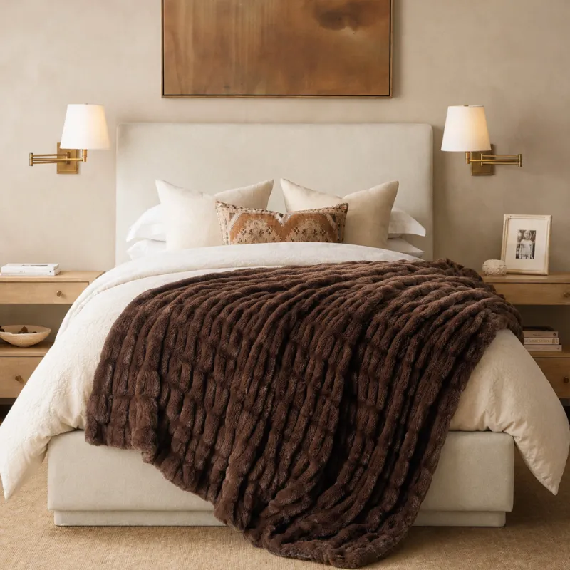 Battilo Home rabbit blanket with velvety-soft plush fur texture