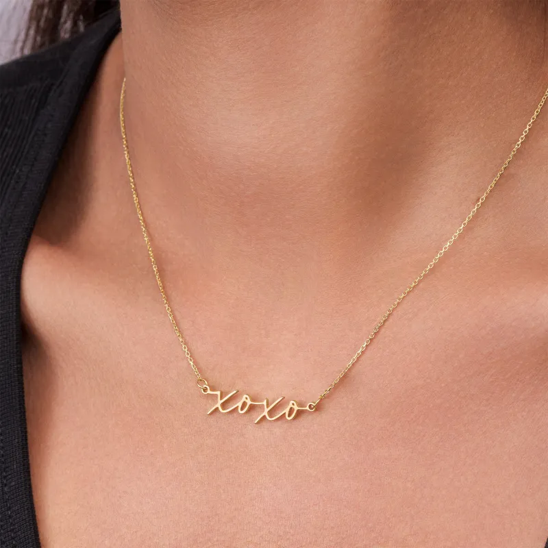HBD xoxo necklace in sterling silver