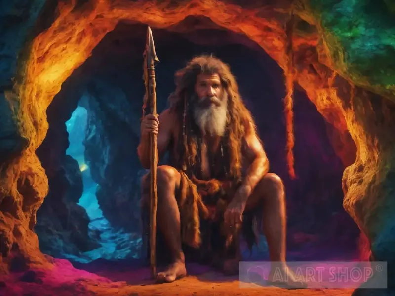 AI Art Shop AI Art caveman art print