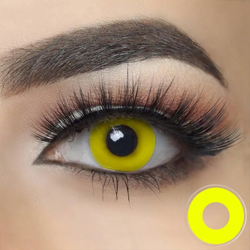 Lenself yellow contacts with a vivid yellow lens design