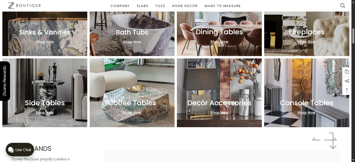 The Zicana Boutique home page