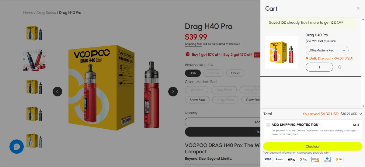 The VooPoo cart