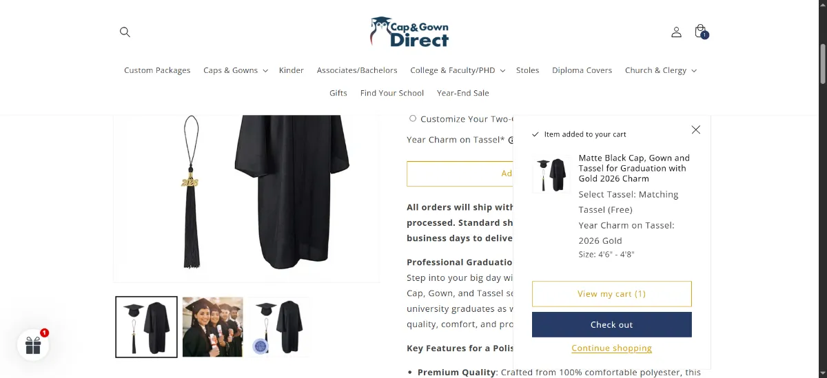 The Cap and Gown Direct cart