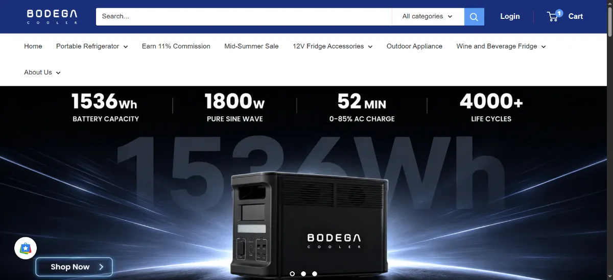 The BODEGA cooler home page