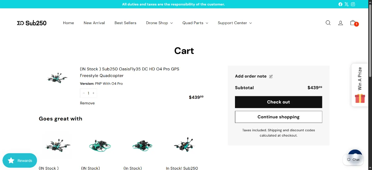 The Sub250 cart