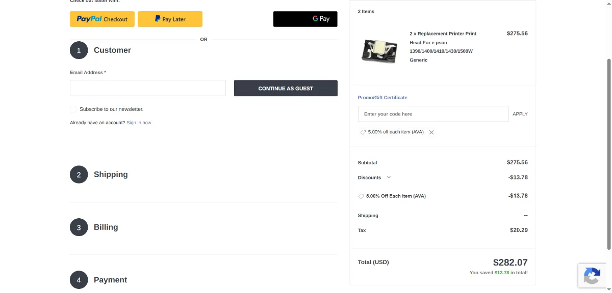 The MotorGenic checkout, with the coupon code box